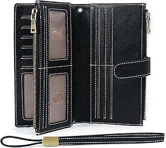 UTO Wallet Women Vegan Leather Wristlet Snap Long Purse Credit Card Holder Elegant Clutch