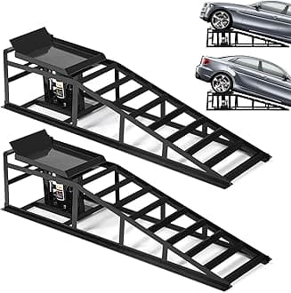 2PCS 5T 11000lbs Hydraulic Car Ramps, Heavy Duty Hydraulic Vehicle Ramps Lift Ramp, Portable Car Ramps for Oil Changes, Car Lifts for Home Garage, Vehicle Auto Garage Repair