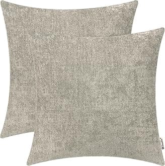 BRAWARM Throw Pillow Covers 16x16 Inches - Taupe Chenille Pillow Covers Pack of 2, Solid Dyed Soft Chenille Pillow Cases for Couch Sofa Bed Home Decoration