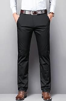 Men's Trousers Light Business Style Slightly Stretch Straight Leg Pants for Outdoor Casual Daily Trouser II Men's Regular Casual Pants Trouser (Trouser 126)