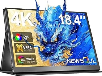 NewsoulPortable Monitor 4K 18.4 Inch 10 Bit UHD FreeSync IPS HDR Laptop Monitor with VESA and Case, Second USB C Travel Monitor for Laptop, Cell Phone, Console