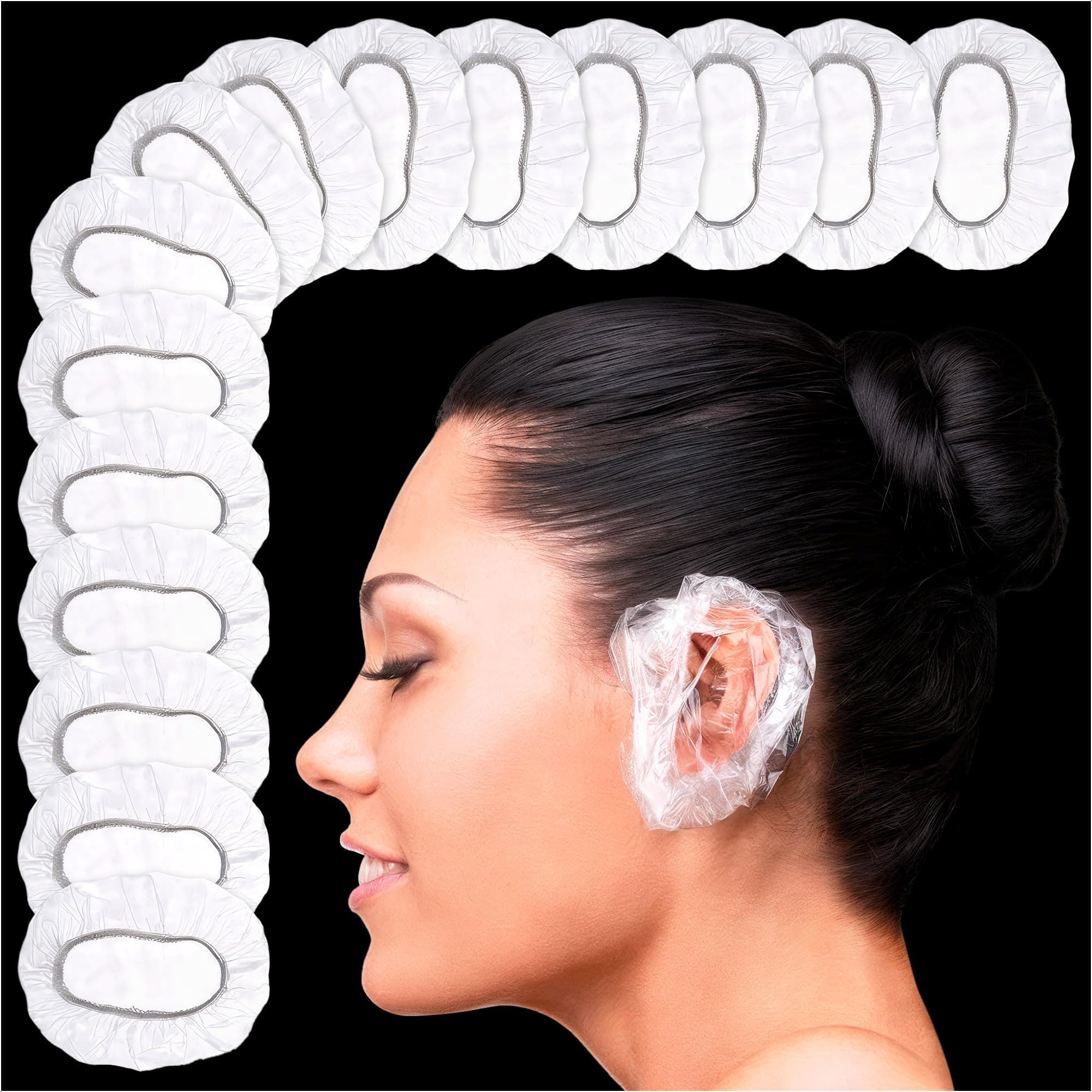 200 Pcs Ear Shower Caps Disposable, Stretch Up From 1.9" To 4.6" - Lightweight & Disposable Ear Covers for Shower to Protect Ears from Water Splashes - Suitable During Showers, Baths and Hair Coloring