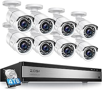 H.265+ 1080p 16 Channel Security Camera System with AI Human Vehicle Detect, Hybrid 4in1 DVR, 8 x 1080p CCTV Bullet Cameras Outdoor, 120ft Night Vision and 105°Wide Angle, Remote Access, 4TB HDD