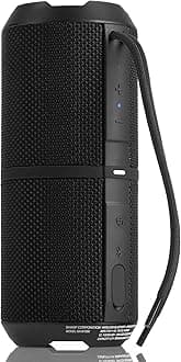 Sharp GX-BT290 Crystal Clear Series Bluetooth Speaker | Waterproof IP67 | 14 Hour Playtime | 2 Light Modes | 32W Max Power with Strong Bass | True Wireless Pairing | Hands-Free Calling | Strap | Black
