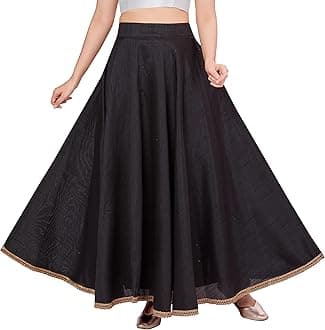 Studio Shringaar Women's Poly Silk Skirt/Lehenga With 8 Meters Maxi Flare (Double Ghera)