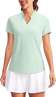 Obla Women's Golf Polo Shirt V-Neck Short Sleeve Collarless Quick Dry Tennis Running T Shirt Golf Tops for Women