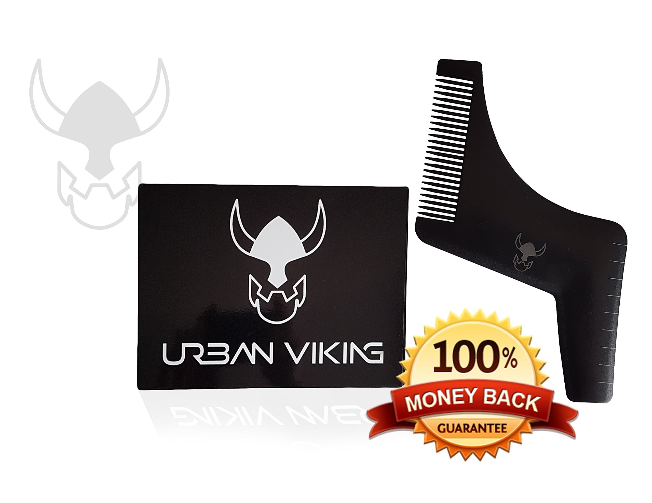 Beard shaping tool template, Sculpting comb for sideburns, Grooming shaper with guide for style, goatee, moustache lines.