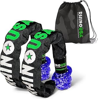 Rhino USA Synthetic Soft Shackle Rope (2-Pack) - 3/8 Inch x 22 Inch (31,400lb Min Break Strength) Offroad Soft Shackle Recovery Kit for Truck, UTV, ATV - Compatible with Jeep, Toyota, Ford & More!