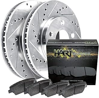 Hart Brakes Front Brakes and Rotors Kit |Front Brake Pads| Brake Rotors and Pads| Ceramic Brake Pads and Rotors |fits 1991-1993 Nissan NX, 1991-1994 Nissan Sentra, 1995-2017 Nissan Tsuru