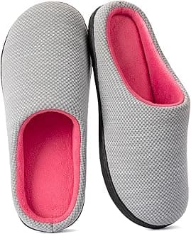 RockDove Womens Birdseye Knit Memory Foam Slippers Two Tone Slip On Open Back Breathable Waffle Upper Non Slip Rubber Sole Gift Idea