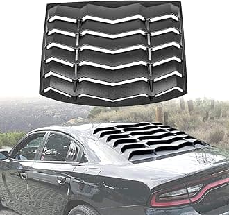 LE-JX Matte Black Rear Window Louver Cover, Lambo Style Custom Fit All Weather ABS Compatible with 2011-2023 Dodge Charger SXT/GT/RT/RT Scat Pack/Scat Pack Widebody/SRT Hellcat Widebody