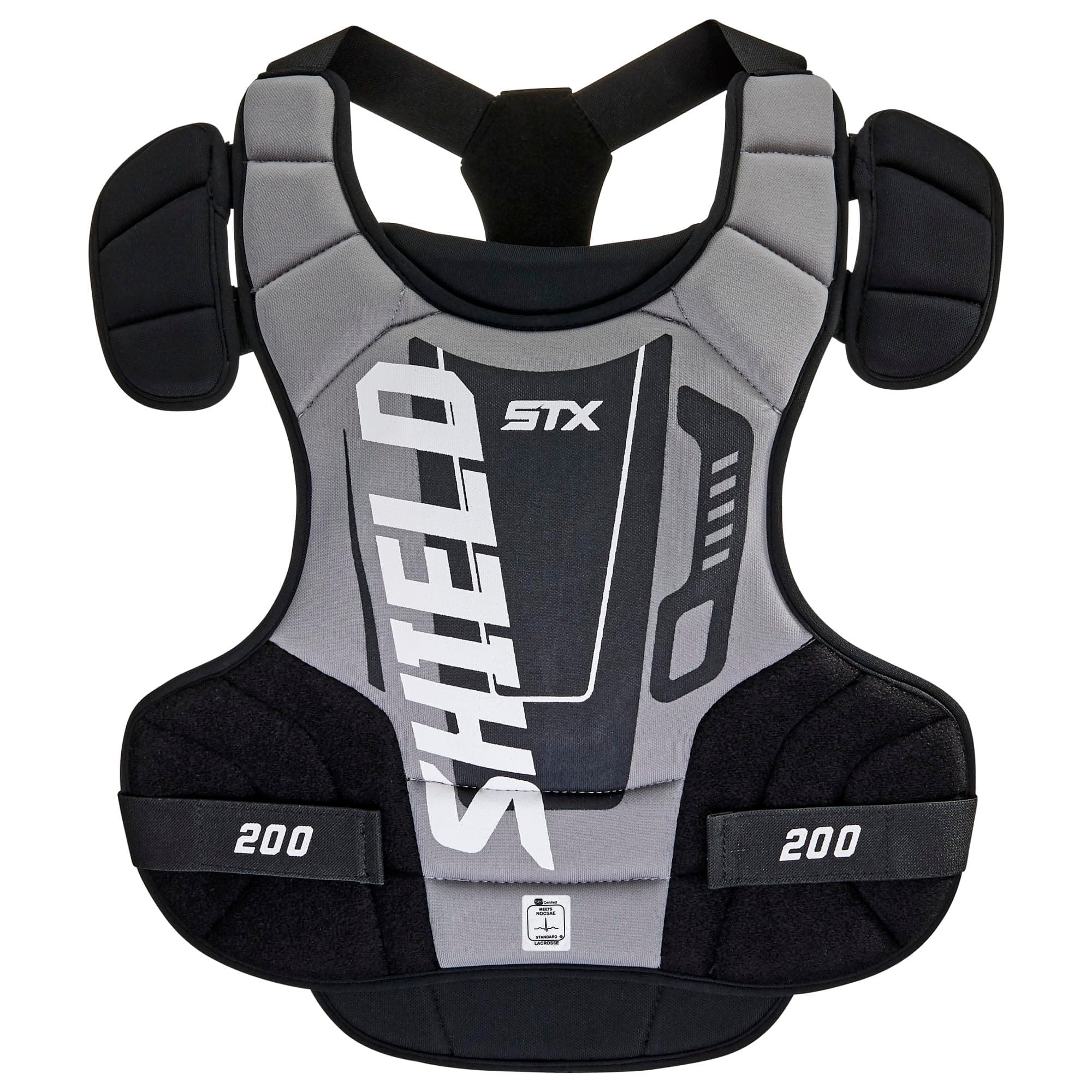 STX Shield 200 Lacrosse Goalie Chest Protector, Black/Gray, Medium