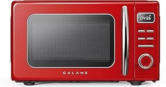 GalanzGLCMKZ07RDR07 Retro Countertop Microwave Oven with Auto Cooking and Reheating, Defrosting, Quick Start Functions, Easy to Clean with Glass Turntable,