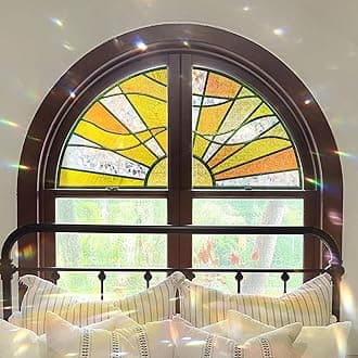 Window Stickers, ‌Stained Glass Window Privacy Film, Static Cling Window Film，UV Blocking Static Cling for Home Kitchen Office Bathroom（Sunshine Catcher, 17.7" X 31.5"）
