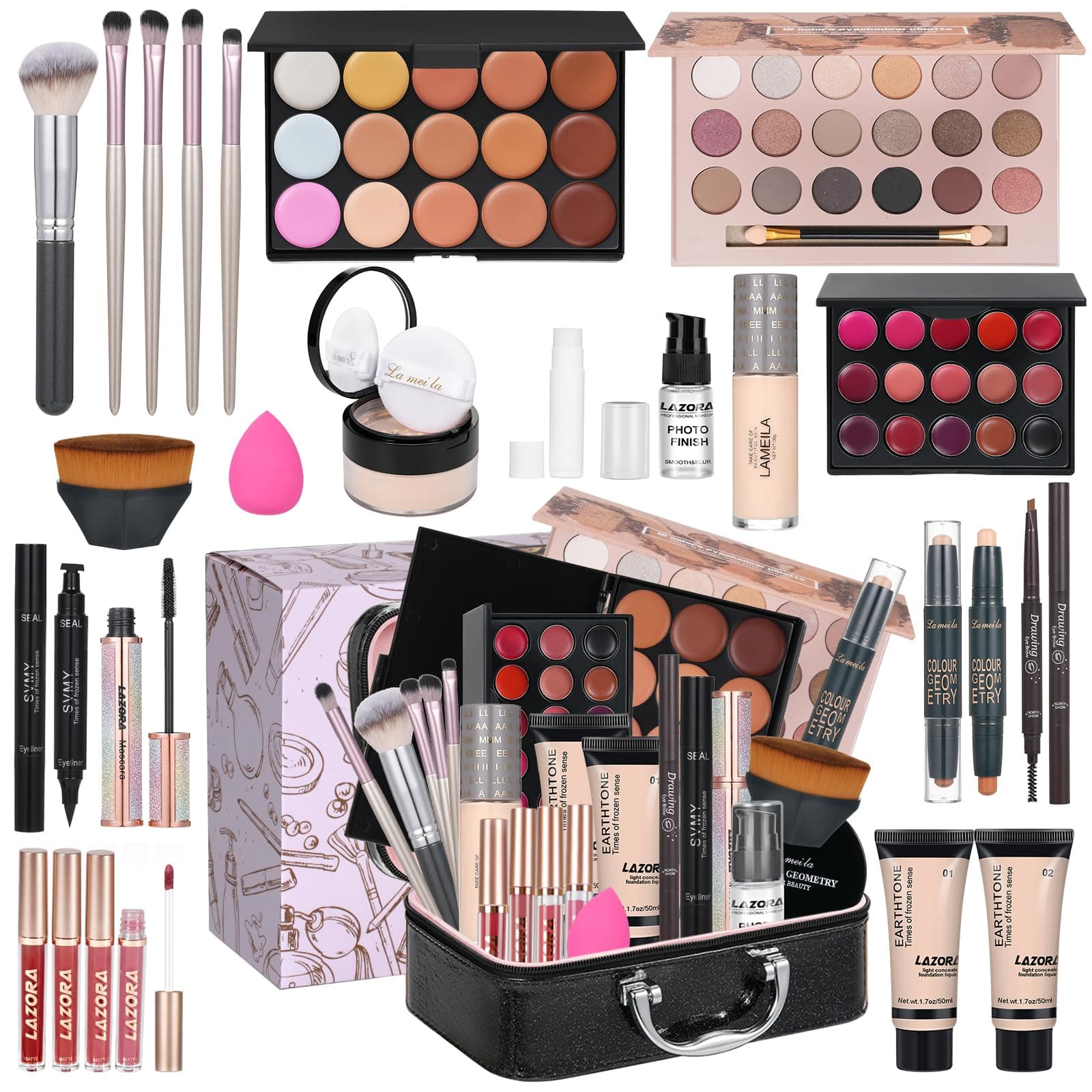 LAZORA Full Makeup Kit for Women Box Essential Starter Bundle All in One Set