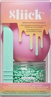 Sliick At Home Waxing Kit for Women, Pink – Coconut Melon, Hard Wax Kit for Hair Removal, Microwave Melting Cup, Applicator & Beads, At Home Wax Set