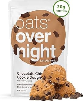 Chocolate Chip Cookie Dough - Vegan, 20g Protein, High Fiber Breakfast Shake - Gluten Free, Non GMO Oatmeal (2.6 oz per meal) (24 Pack)