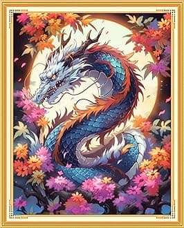 Findvoor Stamped Cross Stitch Kits for Beginners Full Range of Cross Stitching Embroidery Pattern for Adults, 11CT DIY Needlepoint Embroidery Starter Kits-Colorful Dragon 15.7x19.7 inch
