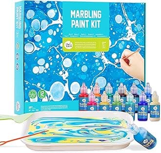 Water Marbling Paint Kit; Marble Kit, Non-Toxic; Water Art Paint Set, Art & Crafts Kit for Girls & Boys (12 Colors Kit)