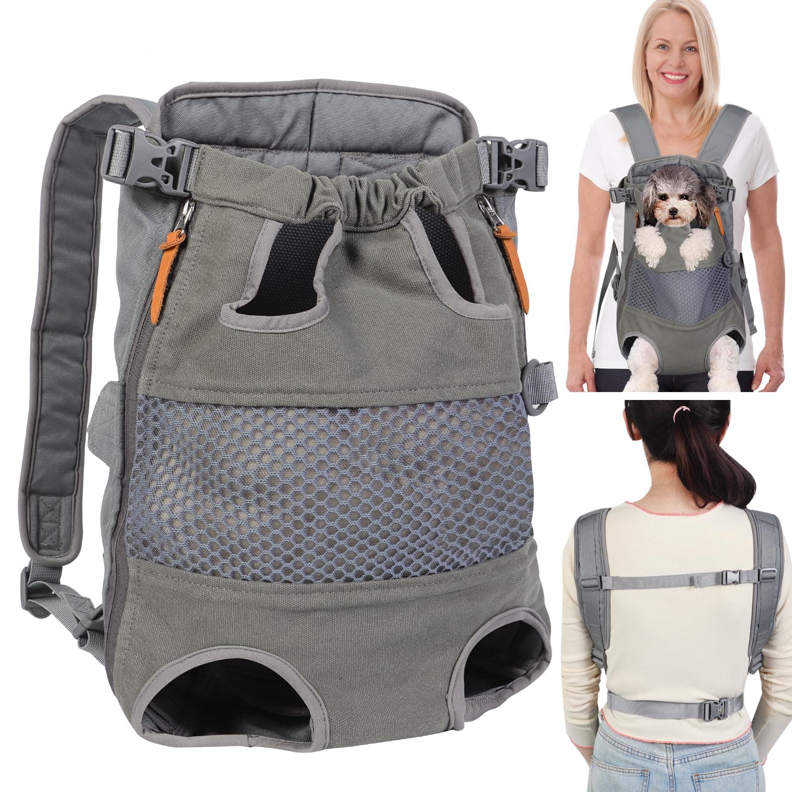 Dog Carrier Backpack - Legs Out Front - Facing Pet Carrier Backpack for Small Medium Large Dogs, Airline Approved Handsa - Canvas Mesh Free Cat Travel Bag