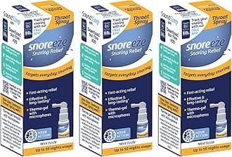 Snoreeze Anti-Snoring Throat Spray - Effective Snoring Aids for Men & Women - Fast Acting Lubricating Thermo Gel - Snore Stopper to Use with Mobile App - Triple Pack -23,5ml Each - 150 Nights Use