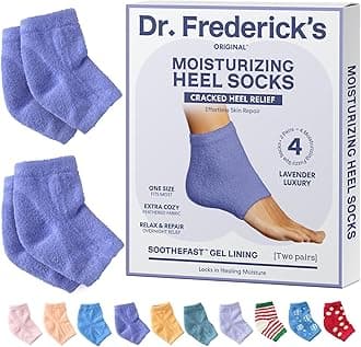 Dr. Frederick's Original Moisturizing Fuzzy Heel Socks for Dry Cracked Heels Treatment - Infused with Olive Oil, Jojoba Oil and Vitamin E - 2 Pairs - Stocking Stuffers for Adults - Lavender Luxury