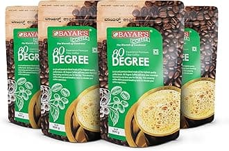 Bayar's Coffee 80 Degree Filter Coffee Powder 500g | Bold South Indian Blend with 80% Coffee & 20% Chicory |Strong Decoction & Rich Aroma | Freshly Roasted & Ground for Every Cup - Pack of 4