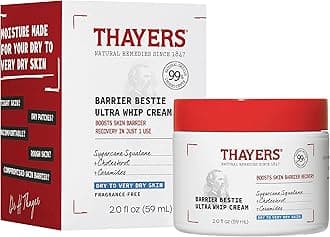 THAYERS Barrier Bestie Ultra Whip Face Cream, Moisturizer with Sugarcane Squalane and Ceramides, Skin Care for Dry to Very Dry Skin, 2.0 Oz