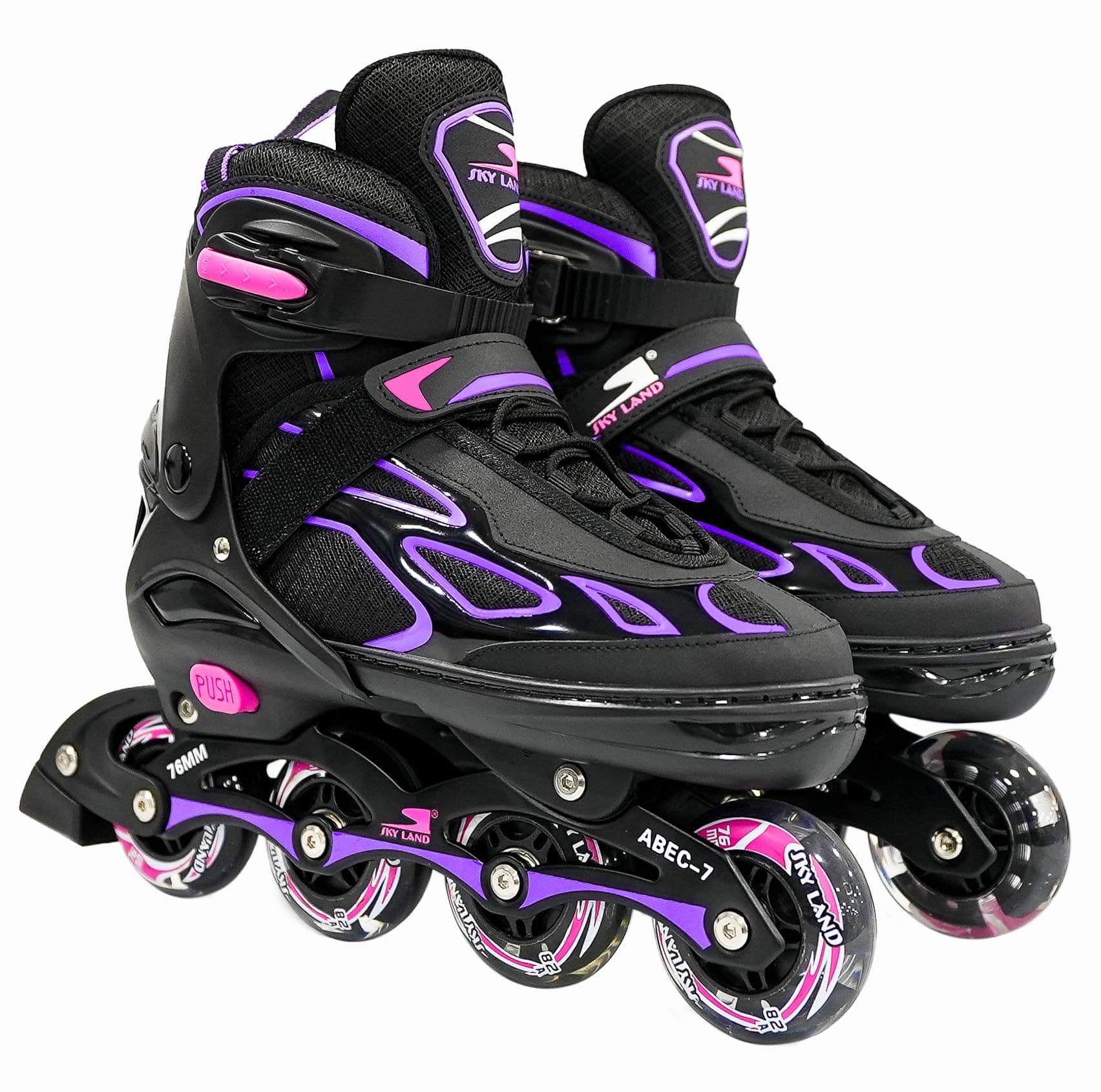 SKY LAND Professional Inline Skates with 8 Illuminated Wheels - Comfortable Roller Skates for Kids And Teens-Pink (EU 35-38) TMX-015-M