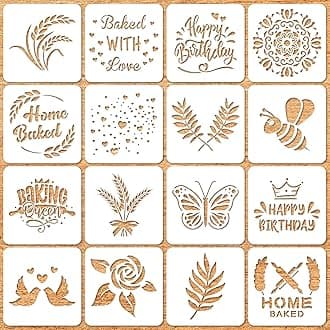 20 Pieces Bread Stencils Artisan Bread Stencil Baking Stencil Set Cook Stencil Baking Template Tool, Cake, Pie, or Cookie Stencils Template Mold for Decorating, 20 Styles