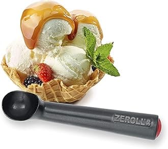 1030-ZT Zerolon Hardcoat Anodized Commercial Ice Cream Scoop with Unique Liquid Filled Heat Conductive Handle Easy Release Made in USA, 1-Ounce, Black