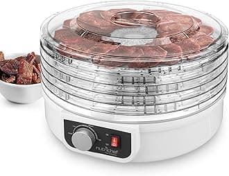 NutriChef Food Dehydrator Machine | Dehydrate Beef Jerky, Meats, Mushrooms, Fruits & Vegetables | Great For At Home Use | Uses High-Heat Circulation for Even Dehydration | 5 Easy to Clean Trays.