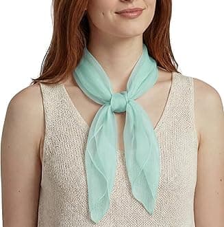 Basic Sense Square Scarf - Embossed Organza-Feel Sheer Necktie - 1950s 60s Retro Style Lightweight Headwrap for Women & Groups - 24 x 24 inches