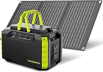 MARBEROSolar Generator 150W Peak 150Wh Portable Power Station with Solar Panel Included Camping Power Supply with AC Outlet DC USB Ports for Outdoor RV Fishing Emergency