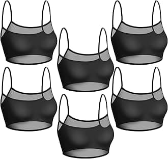 6 Pcs Summer Women Mini Tanning Bikini Sheer Tank Tops See Through Stretch Crop Top Sleeveless Mesh for Beach