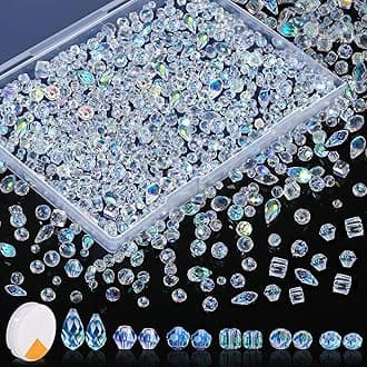 Crystal Glass Beads for Jewelry Making 821PCS Mixed Sizes 4mm, 6mm, 8mm AB Color Shiny Glass Beads Clear Crystal Beads for Suncatchers, Bracelets, Necklaces, Earrings, DIY Crafts