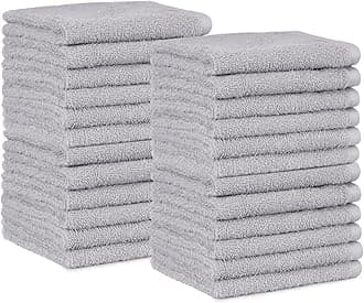 Amazon Basics Face Towel Set for bathroom, 100% Cotton Extra Absorbent Fast Drying Face Cloths 30 x 30 cm, Grey, 24-Pack