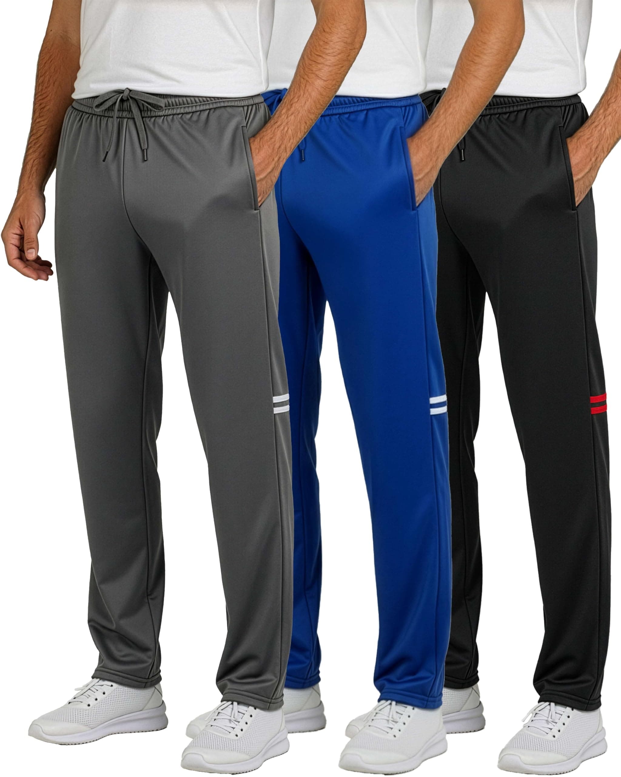 Real Essentials 3 Pack: Men’s Sweatpants – Athletic Track Pants with Pockets | Workout, Running & Lounge (Big and Tall)