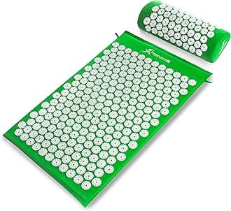 ProSource Acupressure Mat and Pillow Set for Back/Neck Pain Relief and Muscle Relaxation , Green