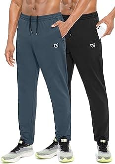 G Gradual Men's Sweatpants with Zipper Pockets Tapered Track Athletic Pants for Men Running, Exercise, Workout