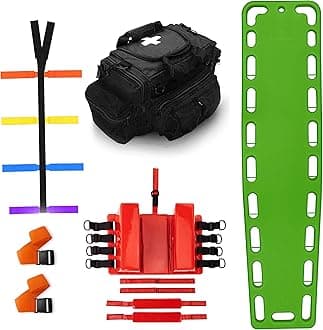 Rescue Kit Comprehensive Emergency Support with Spine Board, Head Immobilizer, Trauma Bag & 10-Point Strap - Durable, Lightweight for First Responders, Green