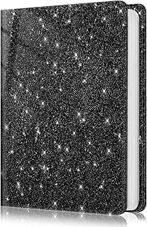 Fintie Photo Album for 4x6 Photos - 112 Pockets Vegan Leather Cover Memory Albums Book for Birthday Family Anniversary Vacation Pictures (Glittering Black)