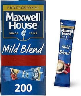 Maxwell House Mild Blend Instant Coffee Sticks - 200 x 1.5g Sachets (1 Pack, 200 Sachets)
