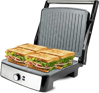 Wipro Elato BS205 2200 Watt Super Jumbo Ceramic Grill Sandwich Maker, Multi Heating Modes, 180° Open Sandwich Griller,Non-Toxic BPA,PTFE,PFOA&PFAS Free, 2 Year Warranty,Regular Bread Size for 4 Slices