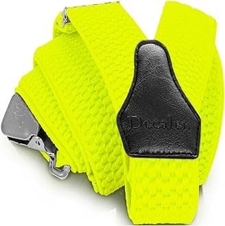DecalenMens Braces with Very Strong Clips Heavy Duty Suspenders One Size Fits All Wide Adjustable and Elastic Y Style