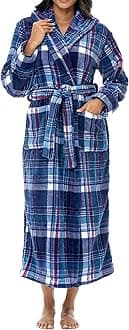 Alexander Del Rossa Women's Robes, Long Plush Bathrobe, Womens Robe with Hood, Hooded Robes for Women Plus Size Robe Purple Tartan Plaid 3X (A0116AGR3X)