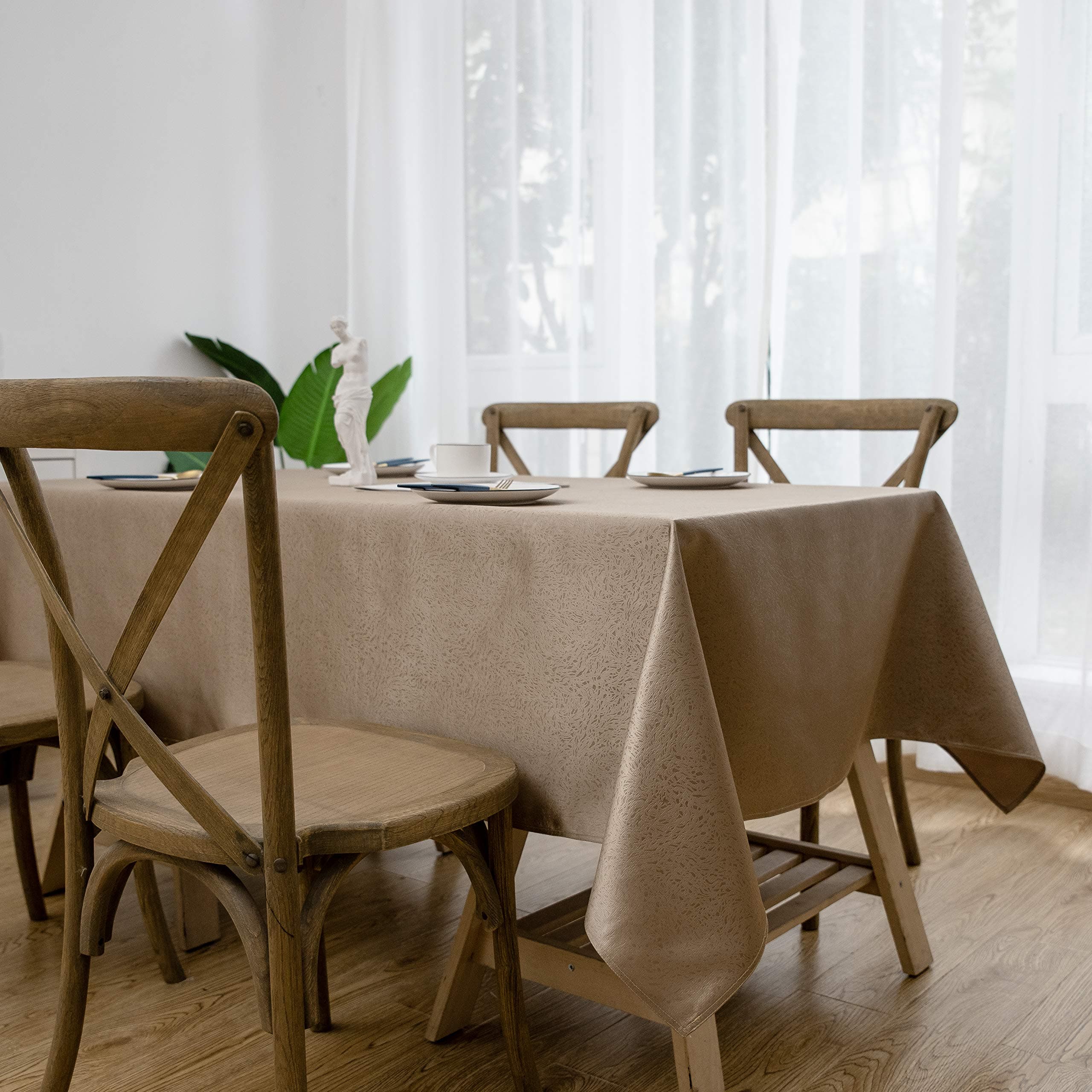 Aquazolax Farmhouse Luxury Rectangular Tablecloth Damask Jacquard Elegant Weights Table Protector for Parties Events, 60 x 84 inches in Gold