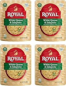 White Queso & Jalapeno Basmati Rice - Ready to Heat Basmati Rice - (4 Pack) 8.5 oz Microwaveable Pouch
