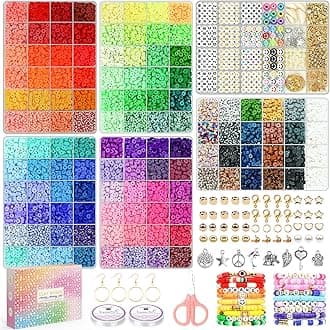 20,000 Pcs Clay Beads Bracelet Making Kit, 120 Colors 6 Boxes Polymer Beads Spacer Heishi Beads & Jewelry Kit with Pendant Charms Elastic Strings, Crafts Gift for Kids Adults