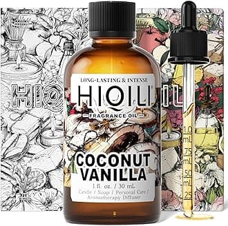 HIQILI Coconut Vanilla Fragrance Oil for Candle Making, Soap Making Supplies, Essential Oils for Diffuser for Home and Car - 1 Fl Oz